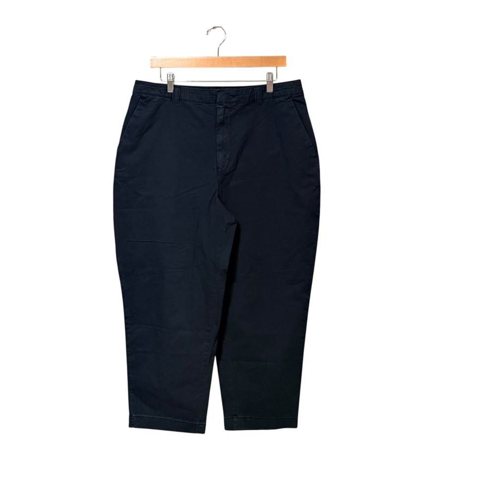 Gap Womens Straight Up Khaki Pants Black High Rise Straight Leg Size 14
